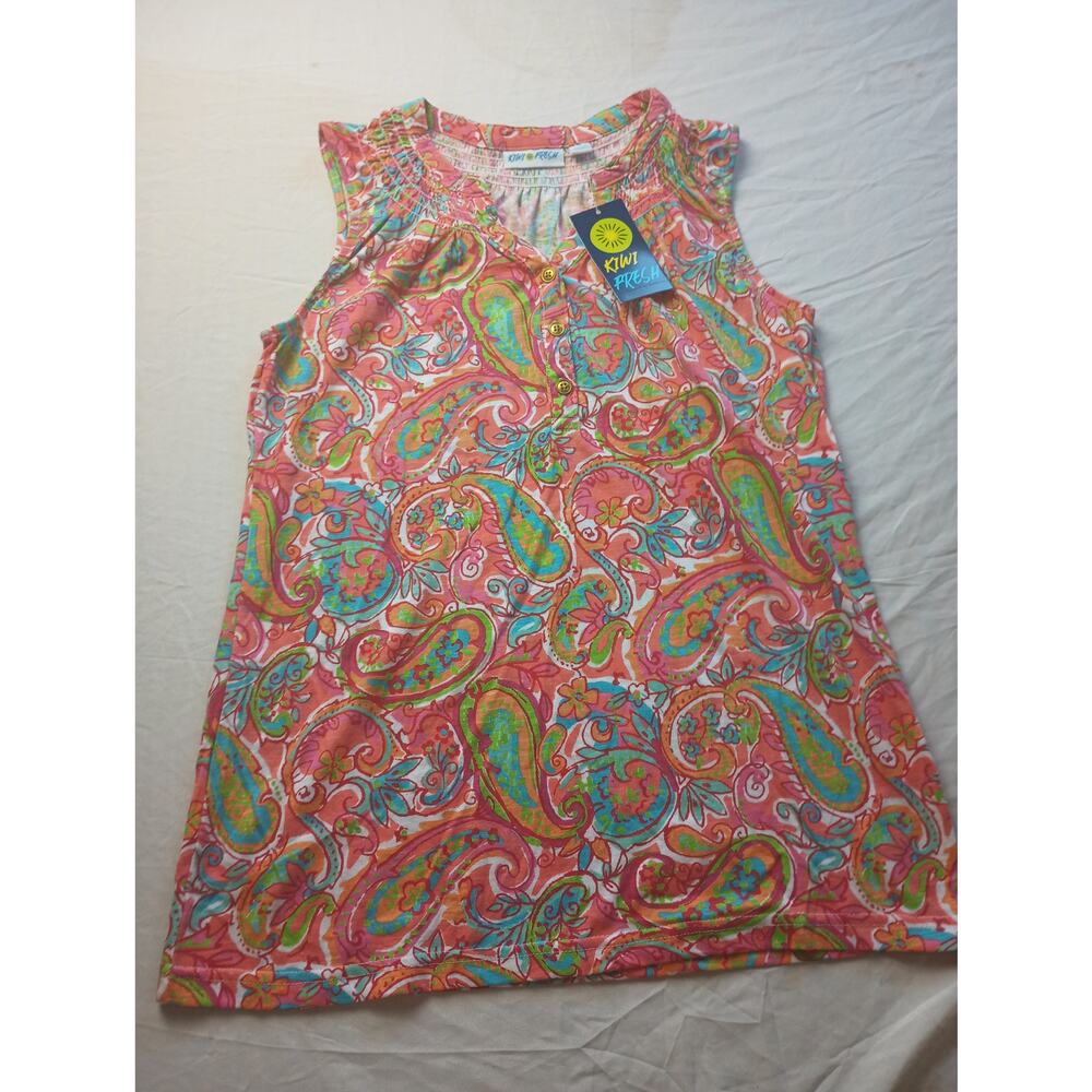 Kiwi fresh Paisley dopamine Tank‎ Top Blouse Women Size Small NWT